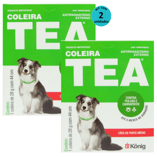 Kit Coleira Contra Pulgas E Carrapatos TEA 327 Cães De Porte Médio König 28g C/ 44cm C/ 2 unidades