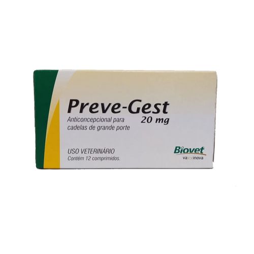 Anticoncepcional Preve-Gest Biovet 20mg c/ 12 Comprimidos Anticoncepcional Preve-Gest Biovet 20mg c/ 12 Comprimidos