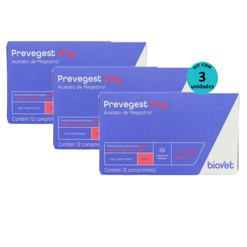 Kit Anticoncepcional Preve-Gest Biovet 5mg c/ 12 Comprimidos C/ 3 unidades Kit Anticoncepcional Preve-Gest Biovet 5mg c/ 12 Comprimidos C/ 3 unidades
