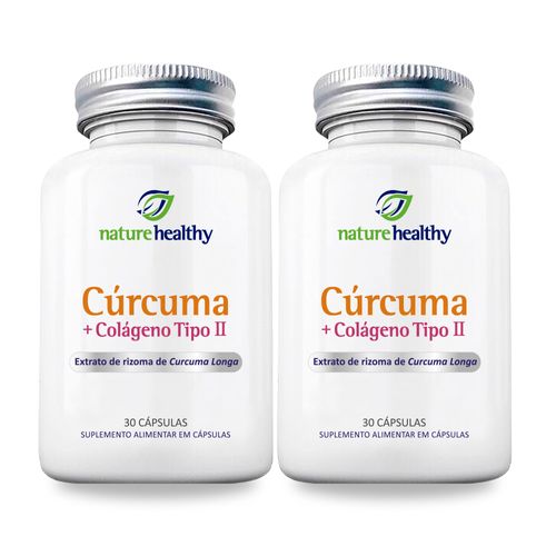 COMBO c/ 2 - EXTRATO DE CÚRCUMA LONGA 130MG + COLÁGENO TIPO II 40MG c/ 30 NATURE HEALTHY COMBO c/ 2 - EXTRATO DE CÚRCUMA LONGA 130MG + COLÁGENO TIPO II 40MG c/ 30 NATURE HEALTHY