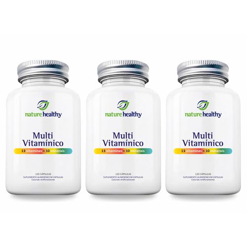 COMBO c/ 3 - MULTIVITAMÍNICO 13 VITAMINAS + 10 MINERAIS c/ 120 NATURE HEALTHY COMBO c/ 3 - MULTIVITAMÍNICO 13 VITAMINAS + 10 MINERAIS c/ 120 NATURE HEALTHY
