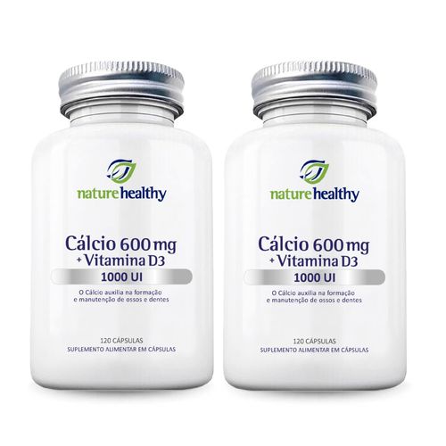 COMBO c/ 2 - CÁLCIO 600MG + VITAMINA D3 1000UI c/ 120 NATURE HEALTHY COMBO c/ 2 - CÁLCIO 600MG + VITAMINA D3 1000UI c/ 120 NATURE HEALTHY