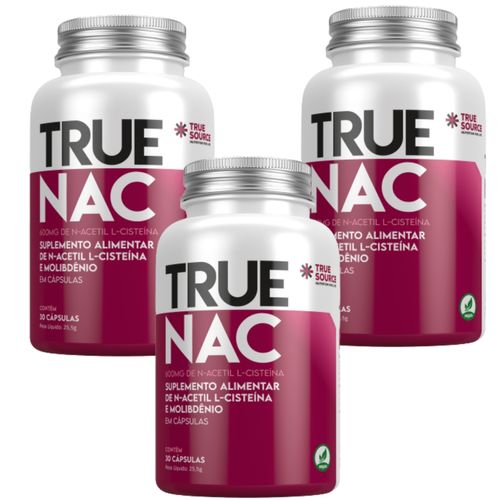 Kit 3 True Nac Acetilcisteína Molibdênio 100% Natural TrueSource Sem sabor