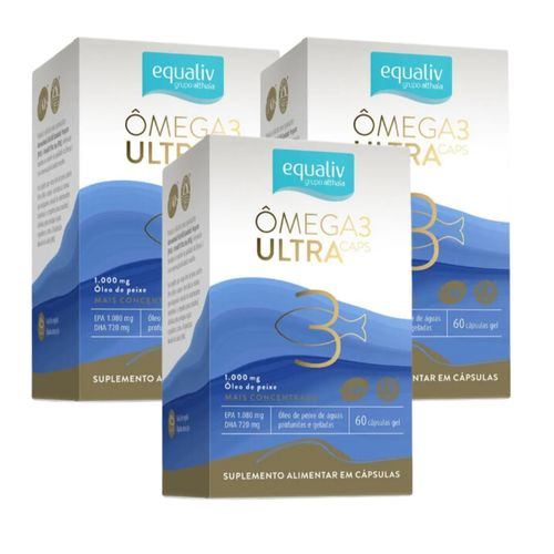 Kit 3 Ômega 3 Ultra Caps 1000mg Sem Mercúrio+Concentrado Equaliv 120 caps Neutro Kit 3 Ômega 3 Ultra Caps 1000mg Sem Mercúrio+Concentrado Equaliv 120 caps Neutro