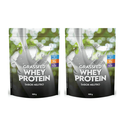 NOVO Kit 2 Un WHEY GRASSFED PURAVIDA 900G Neutro