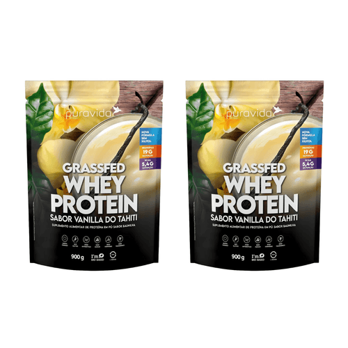 NOVO Kit 2 Un WHEY GRASSFED PURAVIDA 900G Vanilla