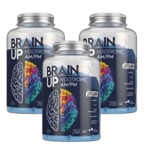 Kit 3 Brain Up Am/Pm Nootrópico  Cerebral Sem Cafeína TrueSource Sem sabor