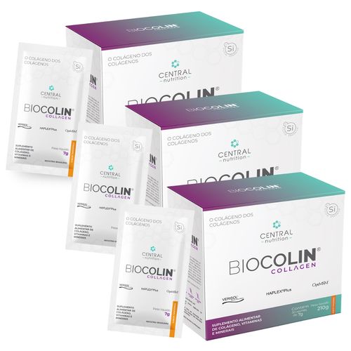 Kit 3 Biocolin Collagen Colágeno Verisol 30Sachê Central Nutrition Tangerina Kit 3 Biocolin Collagen Colágeno Verisol 30Sachê Central Nutrition Tangerina