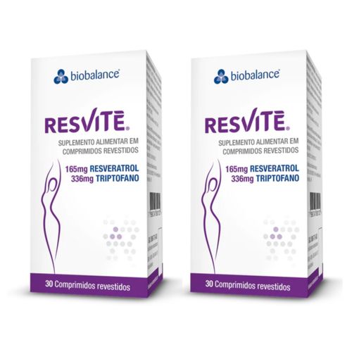 Kit 2 Resvitè Resveratrol Triptofano 30 Comprimidos Biobalance Sem Sabor Kit 2 Resvitè Resveratrol Triptofano 30 Comprimidos Biobalance Sem Sabor