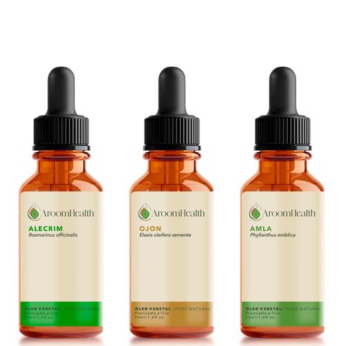 Kit óleos capilares de Alecrim, semente de Ojon/Batana e Amla -30 ml cada