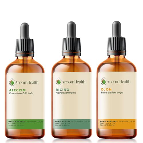 Kit óleos vegetais de Alecrim, Ojon polpa/Batana e Rícino -100ml cada
