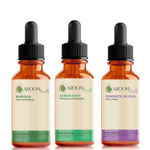 Kit de óleos  Babosa, Jaborandi e semente de Uva - 30 ml cada