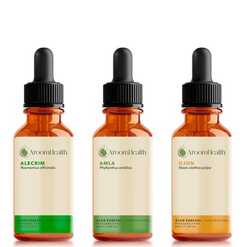 Kit óleos vegetais de Alecrim, Amla , Ojon polpa/Batana -30 ml cada