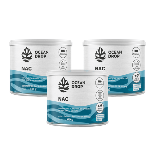 Kit 3 Nac 120 Cápsulas 500mg Ocean Drop Kit 3 Nac 120 Cápsulas 500mg Ocean Drop