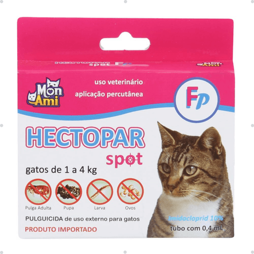 Kit Antipulgas Hectopar Mon Ami 0,4ml - Gatos de 1 a 4kg C/ 3 unidades