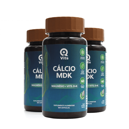 Kit Cálcio MDK QMaisVits 180 Cápsulas Softgel