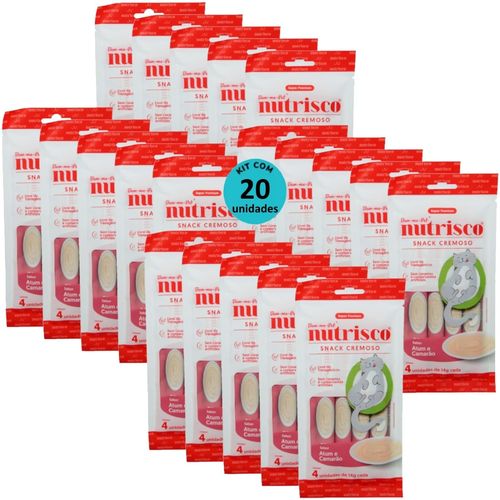 SNACK CREMOSO NUTRISCO GATOS 14G ATUM E CAMARÃO COM 4 UN - KIT COM 20