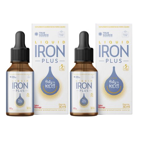 Kit 2 Liquid Iron PLUS Baby Kids Ferro Multivitamínico TrueSource Morango