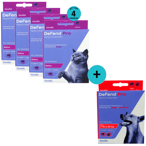 Defend Pro Gatos Kit c/ 4 + Defend Pro Cães (11 - 20kg) C/ 1 Defend Pro Gatos Kit c/ 4 + Defend Pro Cães (11 - 20kg) C/ 1
