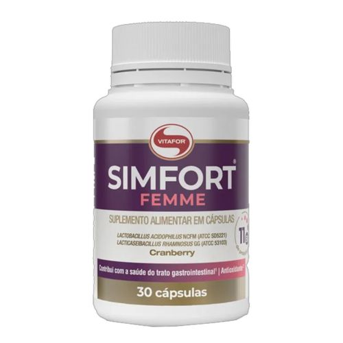 Simfort Femme Probióticos, Cranberry e Zinco Vitafor 30 Cápsulas