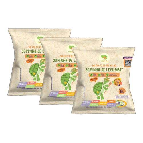 Kit 3X: Biscoito de Polvilho Sopinha de Legumes Vegano Crilancha 20g Kit 3X: Biscoito de Polvilho Sopinha de Legumes Vegano Crilancha 20g