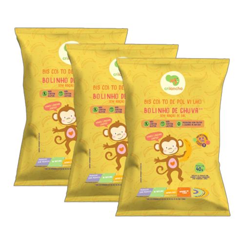 Kit 3X: Biscoito de Polvilho Bolinho de Chuva Vegano Crilancha 40g