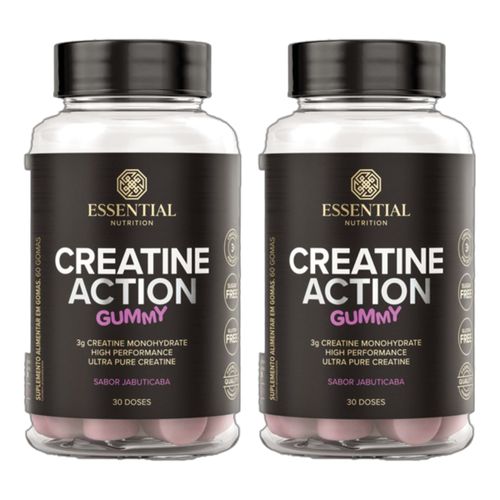 Kit 2X: Creatine Action Gummy Jabuticaba Essential Nutrition 60 Gomas Kit 2X: Creatine Action Gummy Jabuticaba Essential Nutrition 60 Gomas