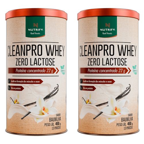 Kit 2X: Cleanpro Whey Protein Zero Lactose Baunilha Nutrify 450g