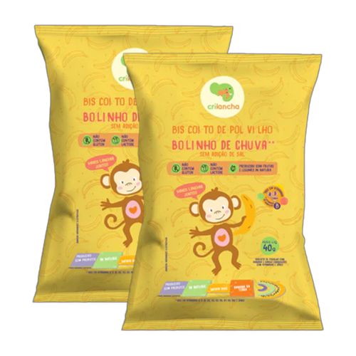 Kit 2X: Biscoito de Polvilho Bolinho de Chuva Vegano Crilancha 40g Kit 2X: Biscoito de Polvilho Bolinho de Chuva Vegano Crilancha 40g