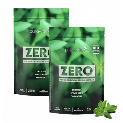 2x Adoçante Zero- Pura Vida-Stevia+Taumatina+Eritritol- 100g