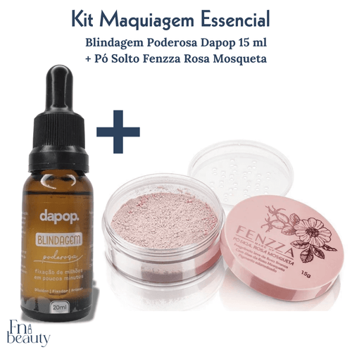 Kit de Maquiagem Blindagem Poderosa da Dapop 15 ml + Pó Solto de Rosa Mosqueta Fenzza