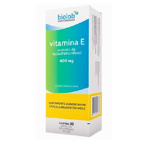 Vitamina E 400mg Biolab Vitamina da Beleza 30cps sem sabor Vitamina E 400mg Biolab Vitamina da Beleza 30cps sem sabor