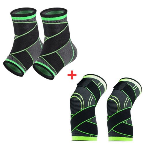 Kit Par Tornozeleira Ortopédica Ajustável + Par Joelheira Protetora Articulada faixa ajustável Flexível Unissex Único Preto Kit Par Tornozeleira Ortopédica Ajustável + Par Joelheira Protetora Articulada faixa ajustável Flexível Unissex Único Preto