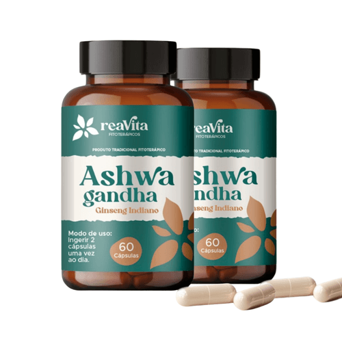 Kit 02 Ashwaga 1000mg por dose Reavita  60 Cáps – Força e Energia
