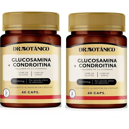 KIT 02 GLUCOSAMINA + CONDROITINA (COLLAGEN TP. 2 E VIT) 1000MG 60CAPS DR. BOTANICO KIT 02 GLUCOSAMINA + CONDROITINA (COLLAGEN TP. 2 E VIT) 1000MG 60CAPS DR. BOTANICO