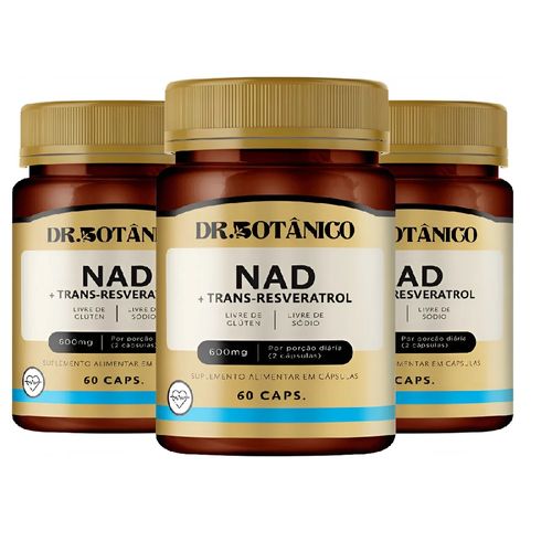 KIT 03 NAD + TRANS-RESVERATROL 600MG 60CAPS DR. BOTANICO KIT 03 NAD + TRANS-RESVERATROL 600MG 60CAPS DR. BOTANICO
