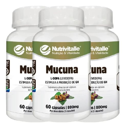KIT 03 MUCUNA 800MG 60CAPS NUTRIVITALLE KIT 03 MUCUNA 800MG 60CAPS NUTRIVITALLE