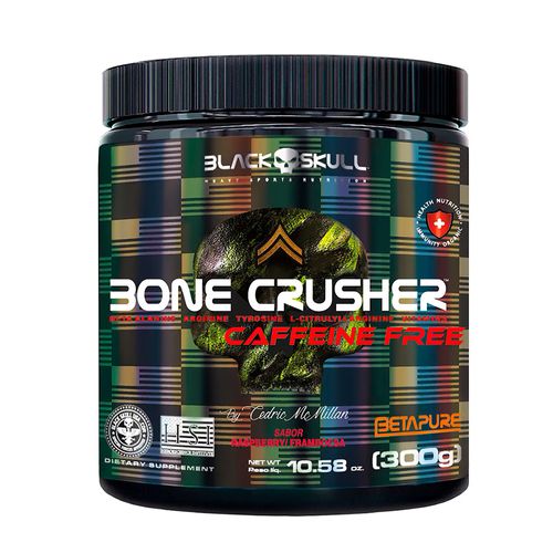 Pré-Treino Bone Crusher Free Caffeine 300g Framboesa Black Skull