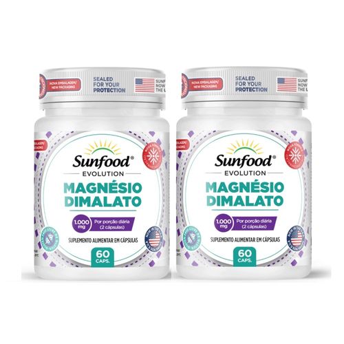 KIT 2 MAGNESIO DIMALATO 1000MG 60 CAPS SUNFOOD EVOLUTION