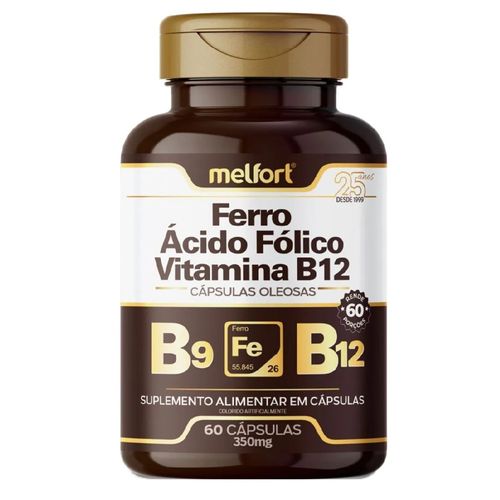 FERRO ACIDO FOLICO VITAMINA B12 60 CAPS 350MG MELFORT