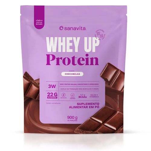 Whey Protein 3W + BCAA 900g Sabor Chocolate Belga Sanavita