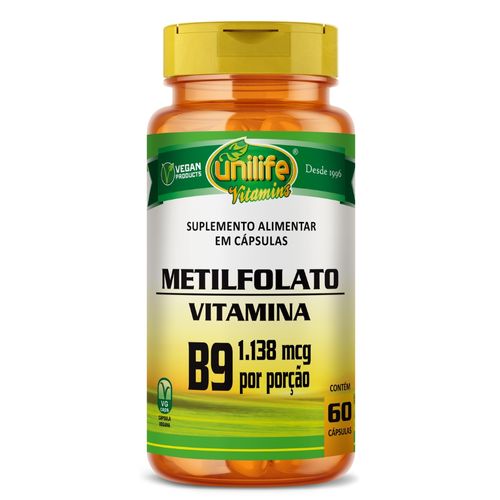 Metilfolato - Ácido Fólico (Vitamina B9) 60 cápsulas 350mg Unilife Metilfolato - Ácido Fólico (Vitamina B9) 60 cápsulas 350mg Unilife