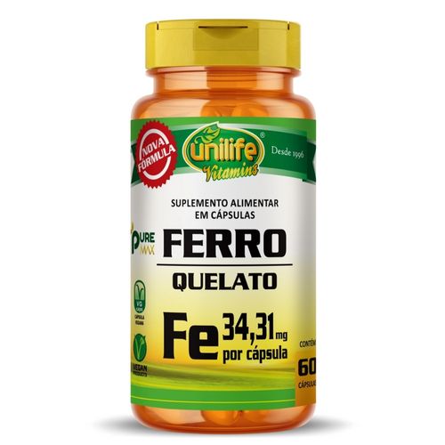 Ferro Quelato 60 cápsulas 500mg Unilife