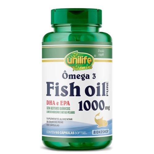 Ômega 3 Fish Oil 60 cápsulas 1000mg Unilife