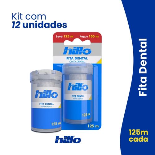 Kit 12 Fita Dental 125m Hillo Econômico Kit 12 Fita Dental 125m Hillo Econômico