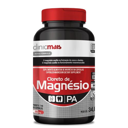 Cloreto de Magnésio PA 60 cápsulas 580mg ClinicMais Cloreto de Magnésio PA 60 cápsulas 580mg ClinicMais