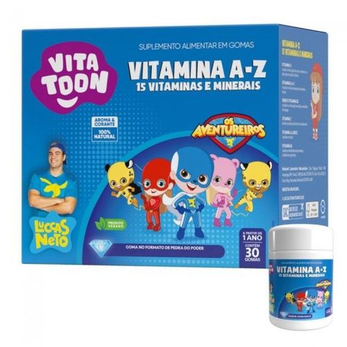 Vitatoon Luccas Neto Polivitamínico A a Z (30 gomas) - Sabor: Sorvete de Tutti-Frutti Vitatoon Luccas Neto Polivitamínico A a Z (30 gomas) - Sabor: Sorvete de Tutti-Frutti
