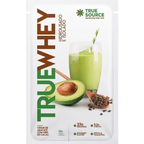 True Whey (32g) - Hidrolisado e Isolado - Sabor: Creme de Abacate c/ Nibs de Cacau True Whey (32g) - Hidrolisado e Isolado - Sabor: Creme de Abacate c/ Nibs de Cacau
