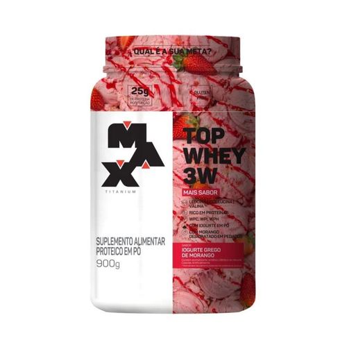 Top Whey 3W (900g) - Sabor: Mais Sabor - Iogurte Grego de Morango Top Whey 3W (900g) - Sabor: Mais Sabor - Iogurte Grego de Morango