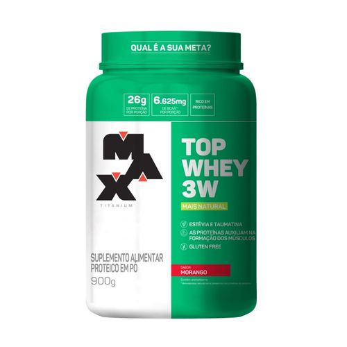 Top Whey 3W (900g) - Sabor: Mais Natural - Morango Top Whey 3W (900g) - Sabor: Mais Natural - Morango